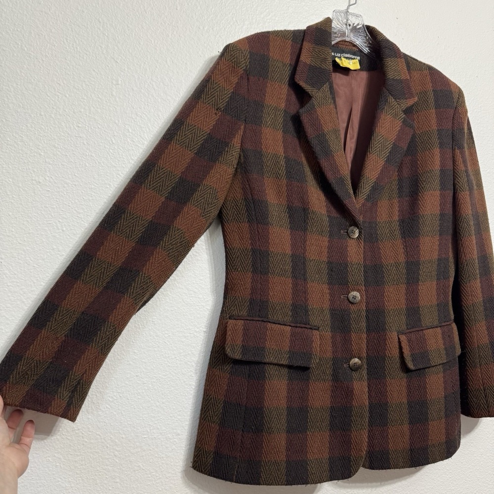 Liz Claiborne Herringbone Blazer Womens Size 8 Vintage USA Union Made READ DESC. - Picture 2 of 13